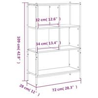 Boekenkast 72x28x109 cm bewerkt hout grijs sonoma eikenkleurig - thumbnail
