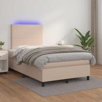 Boxspring met matras en LED kunstleer cappuccinokleur 120x200cm - thumbnail