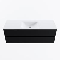 MONDIAZ VICA 140cm badmeubel onderkast Urban 2 lades. Wastafel CLOUD midden zonder kraangat, kleur Talc. - thumbnail