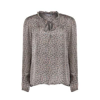 Geisha gebloemde semi-transparante top zwart/koraalrood/wit Geisha gebloemde semi-transparante top zwart/koraalrood/wit