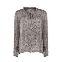 Geisha gebloemde semi-transparante top zwart/koraalrood/wit - thumbnail