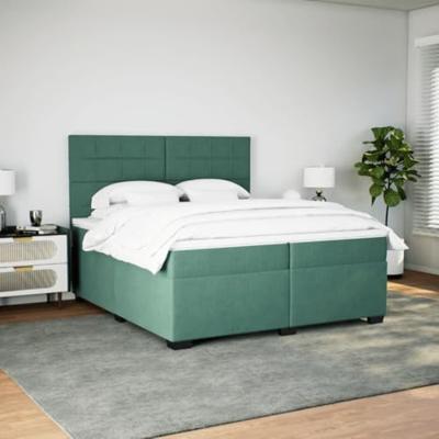 Boxspring met matras fluweel donkergroen 200x200 cm