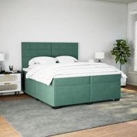 Boxspring met matras fluweel donkergroen 200x200 cm - thumbnail
