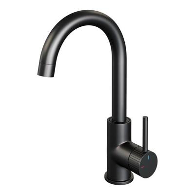 Brauer Stripe hoge opbouw wastafelmengkraan met draaibare ronde uitloop model A mat zwart