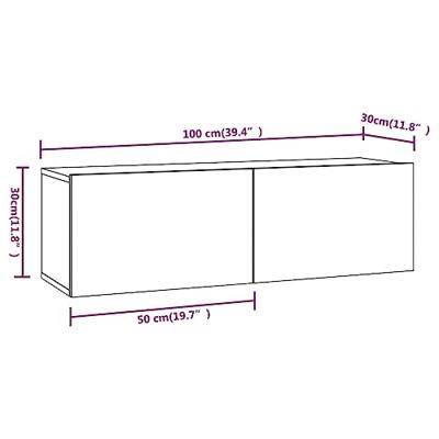 Tv-wandmeubels 2 st 100x30x30 cm bewerkt hout wit