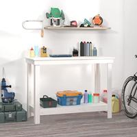 VidaXL Werkbank 110x50x80 cm massief grenenhout wit - thumbnail