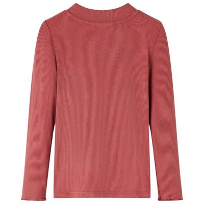 Kindershirt met lange mouwen en lage col 140 roodbruin