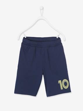 Jongenssportshort nummer 10 van technisch materiaal marineblauw
