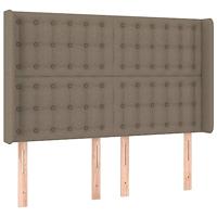 Hoofdbord met randen 147x16x118/128 cm stof taupe - thumbnail