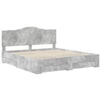 Bedframe met hoofdeinde Beton Grijs 200 x 200 cm Bewerkt hout - thumbnail