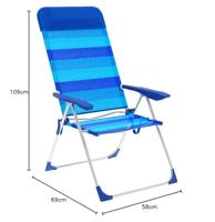 Marbueno Vouwstoel 5 Standen Aluminium met Kussen Blauwe Strepen Strand en Zwembad 69X58X109 cm 10248 - thumbnail