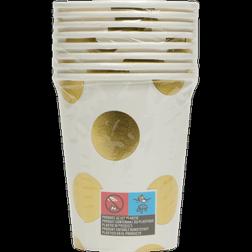 HEMA Papieren Beker 250ml Gouden Stip - 8 Stuks