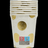HEMA Papieren beker 250ml gouden stip - 8 stuks - thumbnail