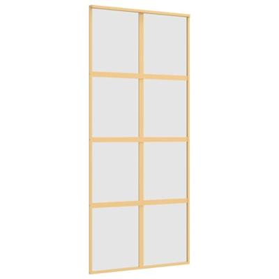 VidaXL Schuifdeur 90x205 cm mat esg-glas en aluminium goudkleurig