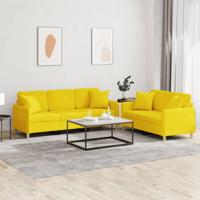 2-delige Loungeset met kussens stof lichtgeel - thumbnail