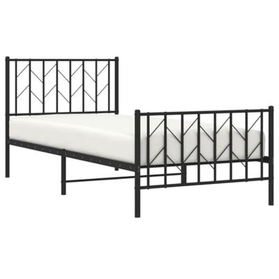 Bedframe met hoofd- en voeteneinde metaal zwart 90x190 cm
