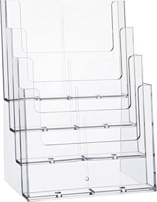 Helit H2352402 H2352402 Brochurestandaard Glas (helder) DIN A4 staand 1 stuk(s) Aantal vakken: 4 (b x h x d) 240 x 340 x 192 mm