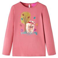 Kindershirt met lange mouwen berenprint 140 oudroze - thumbnail