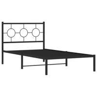 Bedframe met hoofdbord metaal zwart 100x190 cm - thumbnail