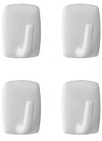 Metaltex vierkante plakhaken 4 stuks wit - thumbnail