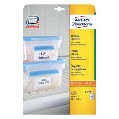 Avery diepvriesetiketten Ft 38,1 x 21,2 mm (b x h), wit, doos van 1625 etiketten