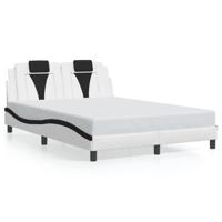 Bedframe "Viana" zonder matras kunstleer wit en zwart 140x190 cm - thumbnail