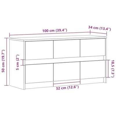 Tv-meubel met LED 100x34x50 cm bewerkt hout bruin eikenkleurig