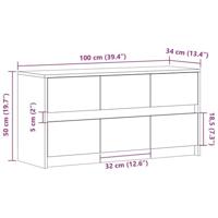 Tv-meubel met LED 100x34x50 cm bewerkt hout bruin eikenkleurig - thumbnail