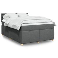 Boxspring met matras stof donkergrijs 160x200 cm - thumbnail
