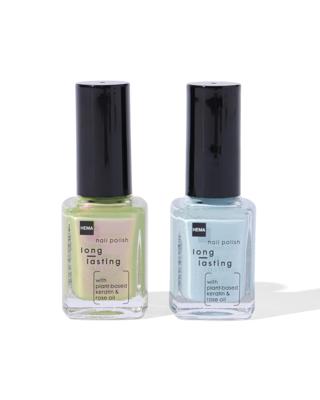 HEMA Long lasting nagellak set blauw groen 2-delig