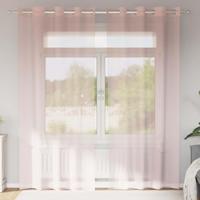VidaXL Gordijnen voile met doorvoertules 2 st 140x225 cm lichtroze - thumbnail