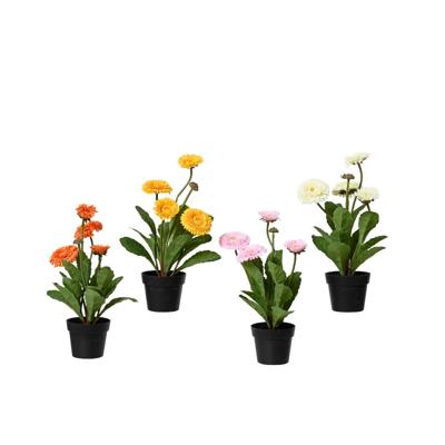 Kunstbloem Chrysant in pot Ø20xH30cm