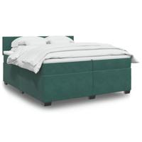 Boxspring met matras fluweel donkergroen 200x200 cm - thumbnail