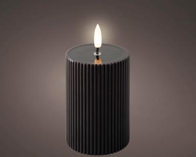 Kaars LED ribbel vlam H13cm zwart