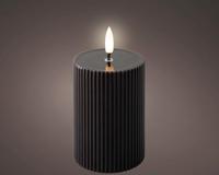 Kaars LED ribbel vlam H13cm zwart - thumbnail