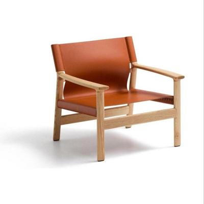 Kave Home Jan fauteuil leder Lichtbruin essenhout