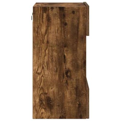 Wandkasten met LED-verlichting voor tv 2 st 40x30x60,5 cm gerookt eikenkleurig