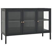 Dressoir 105x35x70 cm staal en glas antracietkleurig - thumbnail