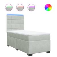 Boxspring met matras fluweel lichtgrijs 80x200 cm - thumbnail