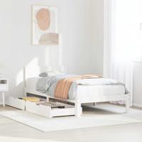 Bedframe met lades massief grenenhout wit 90x200 cm - thumbnail