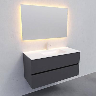 Badkamermeubel Solid Surface BWS Oslo 100x46 cm Midden Mat Antraciet (met 1 kraangat)