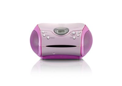 Lenco SCD-24 CD-speler voor kinderen, radio, stereo-installatie, Aux-in-hoofdtelefoonaansluiting, lcd-scherm, batterij en voeding - roze