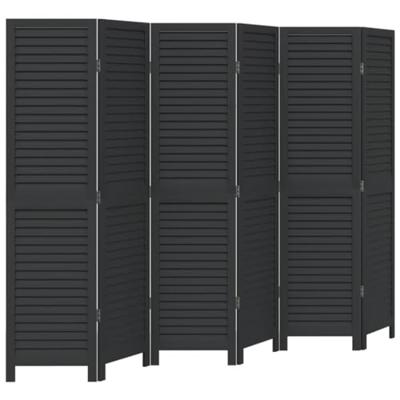 Kamerscherm met 6 panelen massief paulowniahout zwart