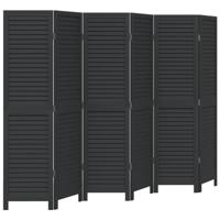 Kamerscherm met 6 panelen massief paulowniahout zwart - thumbnail