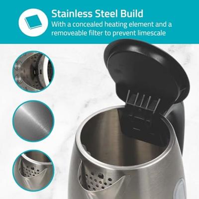 Nedis SmartLife Waterkoker | Wi-Fi | 1.7 l | Roestvrij Staal | 70,80,90,100 °C | Temperatuurindicator | 360 graden draaibaar | Verborgen