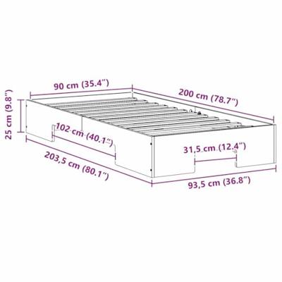 Bedframe met opslag Bruin 90 x 200 cm Massief grenenhout Bedframe met opslag Bruin 90 x 200 cm Massief grenenhout