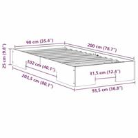 Bedframe met opslag Bruin 90 x 200 cm Massief grenenhout - thumbnail