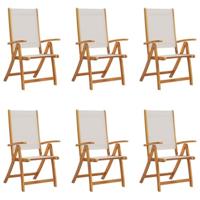 Tuinstoelen inklapbaar 6 st massief acaciahout en textileen - thumbnail