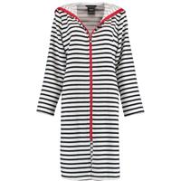 Cawö Cawö Dames Badjas kort met Capuchon en Ritssluiting 1244 Schwarz-weiss 42 - thumbnail