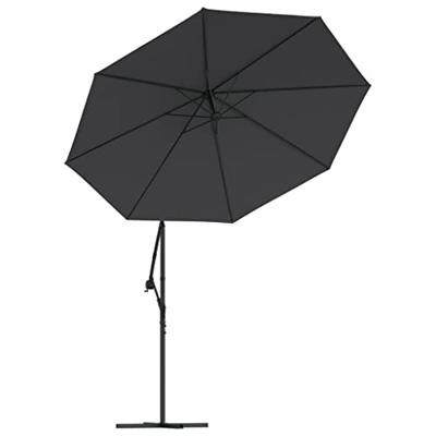 Zweefparasol met LED en stalen paal 300 cm zwart
